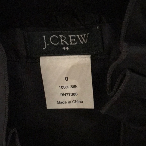 J Crew silk top with ruffles. Size 0. Black - Picture 2 of 3